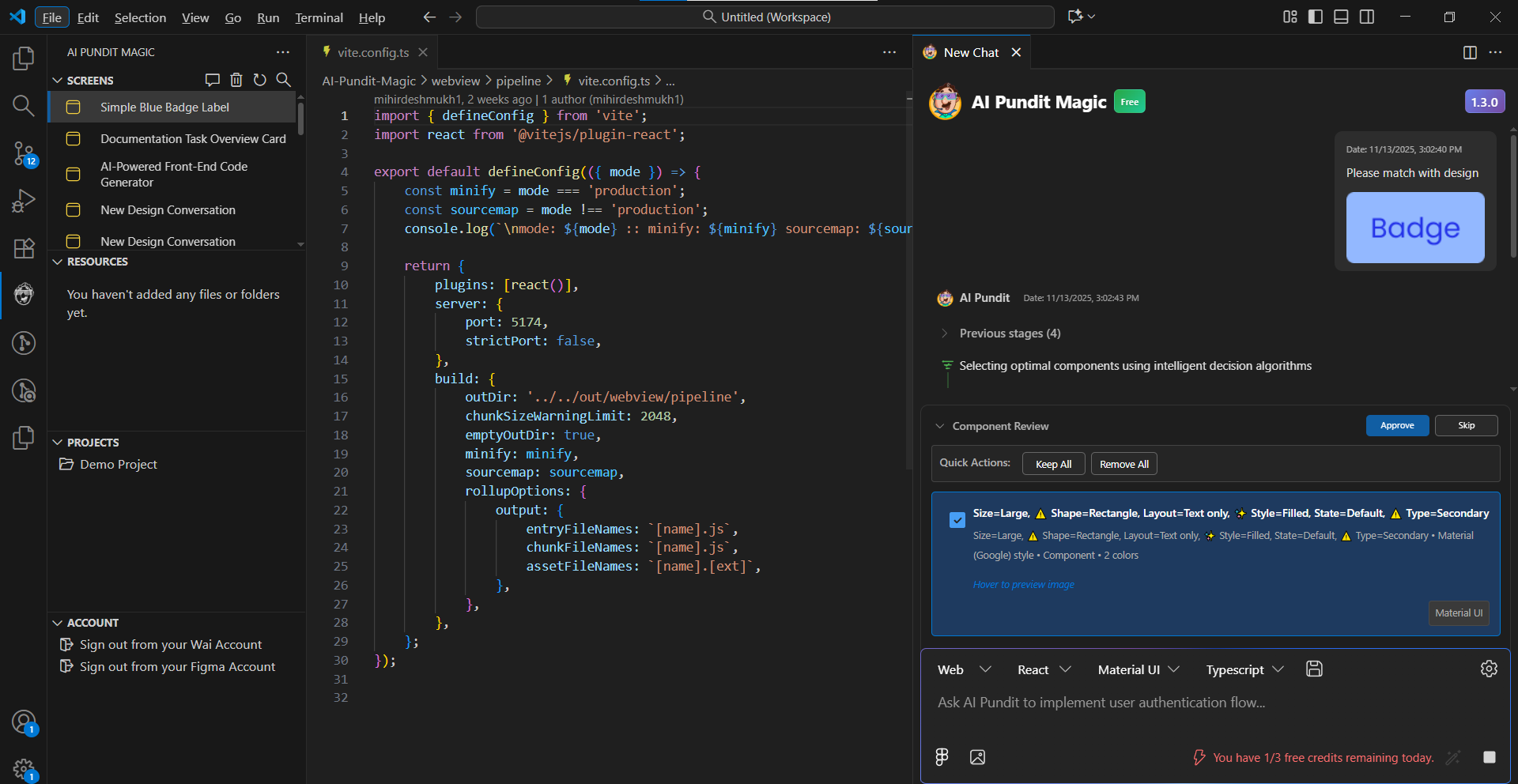 Component List Review Interaction