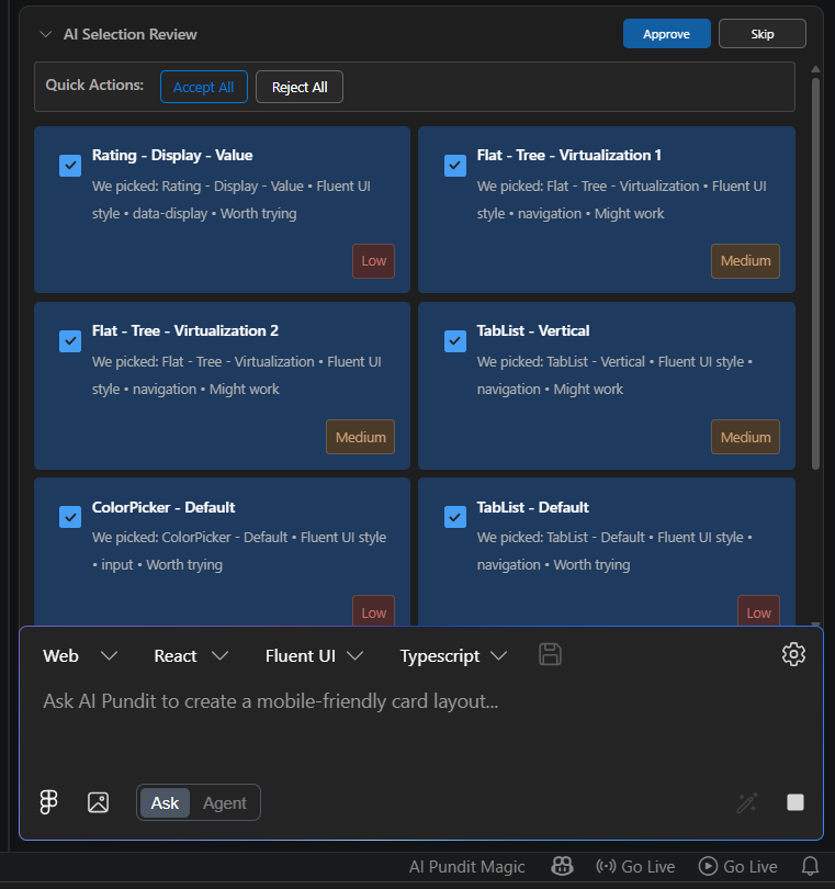 Validate AI Choices Interaction