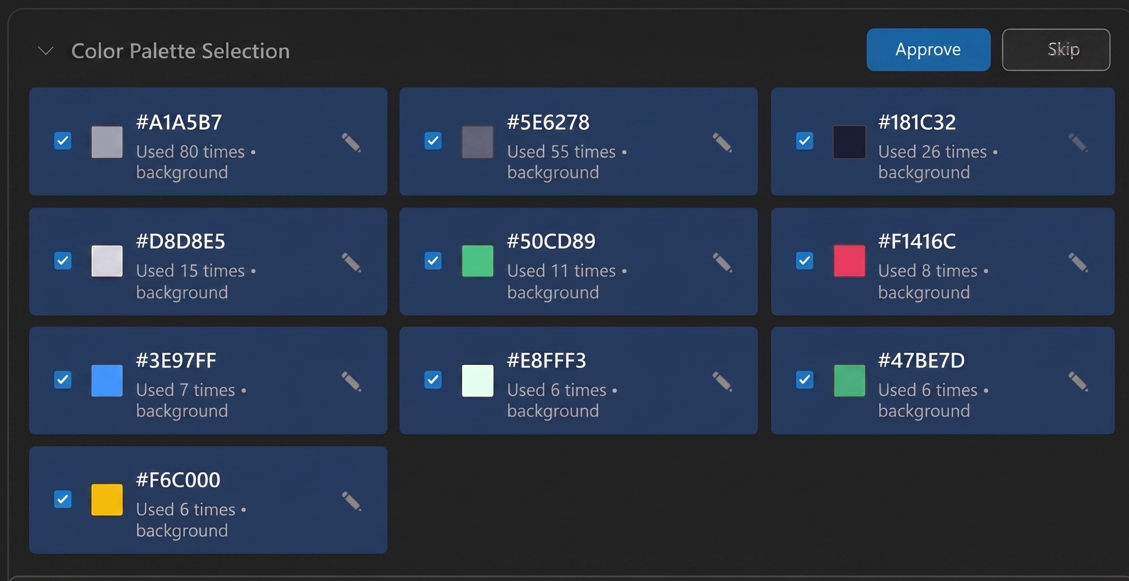 Color Palette Selection Interaction